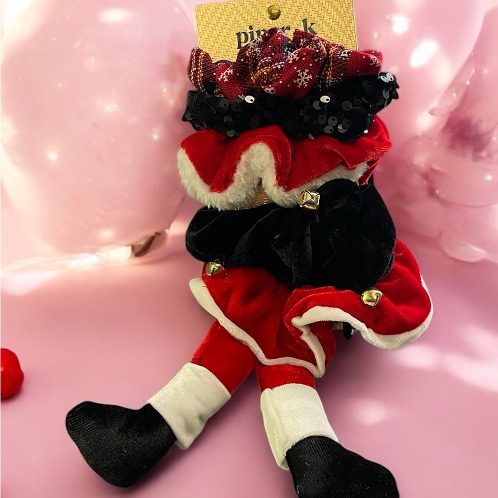 Piper K Red Black Festive set of 5 hair scrunchies